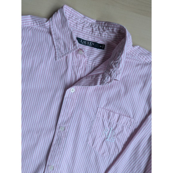 Lauren Ralph Lauren Classic Traditional Pink White Striped Cotton Sleep Dress - Picture 2 of 9